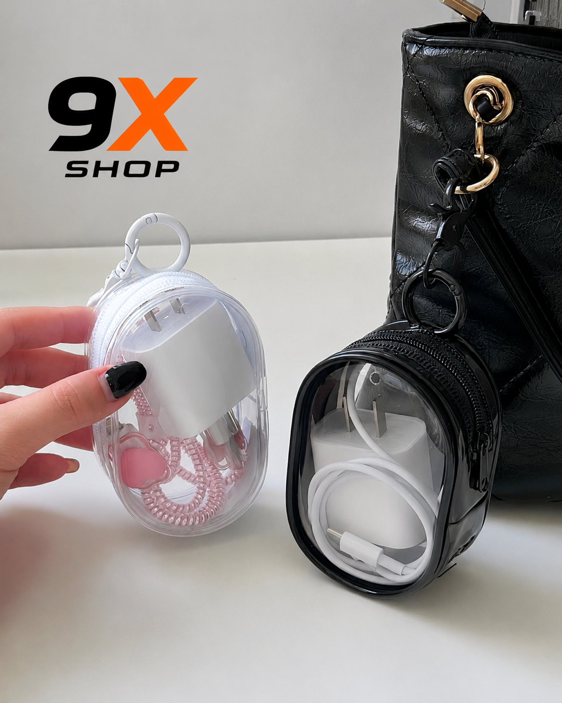 Túi Đựng Cáp Sạc Trong Suốt Chống Nước Có Móc Treo – Đựng Tai Nghe, USB, Phụ Kiện Nhỏ Gọn