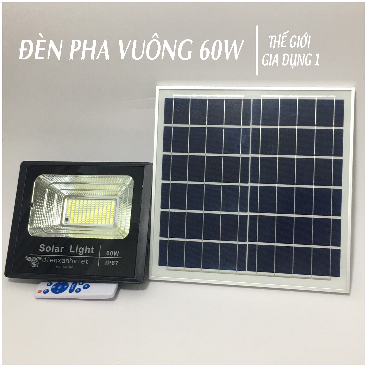 Đèn pha led năng lượng mặt trời 60w loại tốt , đèn pha led 60w dùng điện 220vac , đèn pha đèn ngoài trời led năng lượng mặt trời , sáng mạnh đủ công suất 100%, ánh sáng trắng , vỏ đen chịu nước