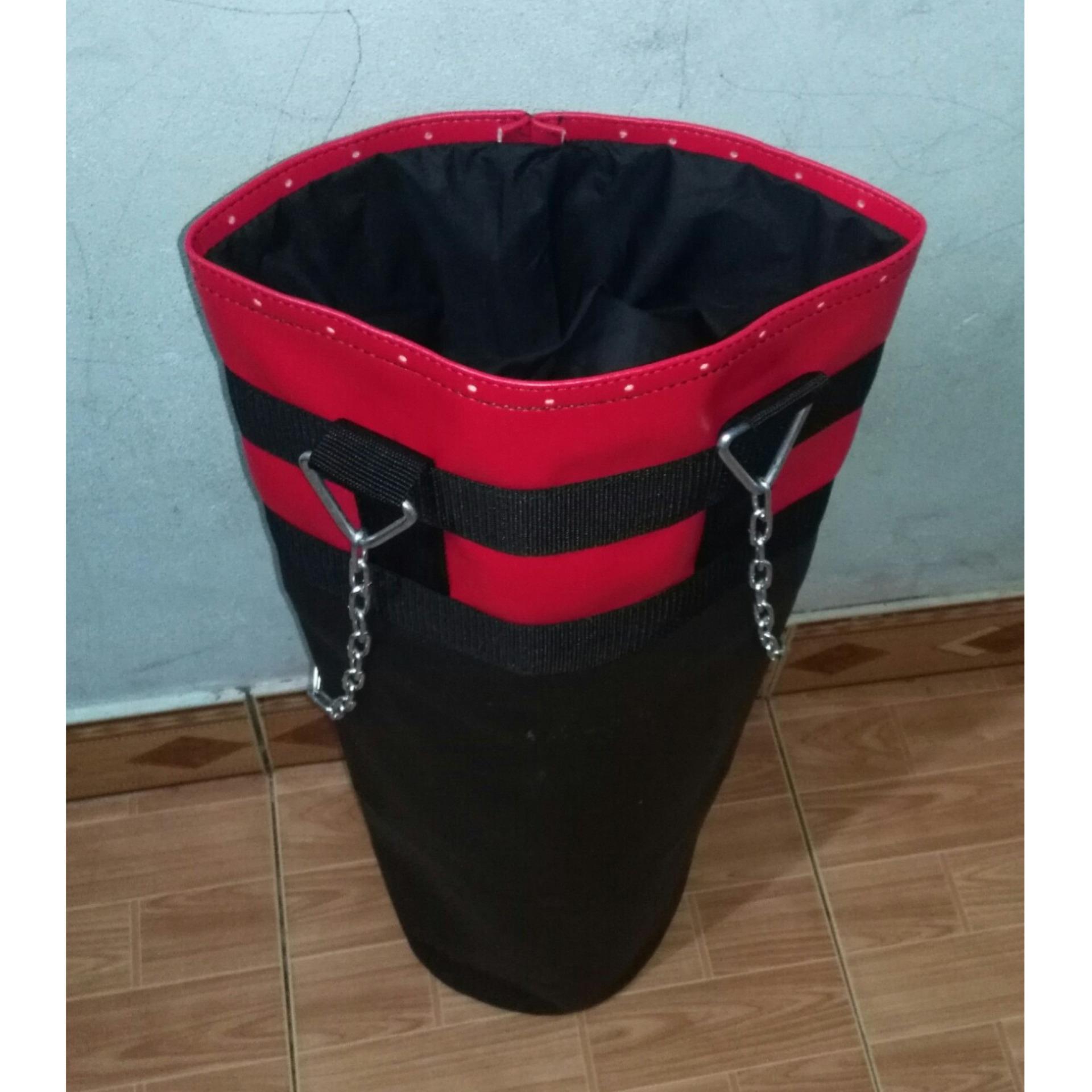 Vỏ bao đấm bốc đen phối đỏ kèm xích treo (KT cao80x22cm)
