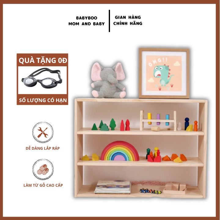 Kệ gỗ chữ nhật 3 tầng,kệ đựng sách cho bé,kệ gỗ phủ sơn bóng đa năng lắp đặt dễ dàng