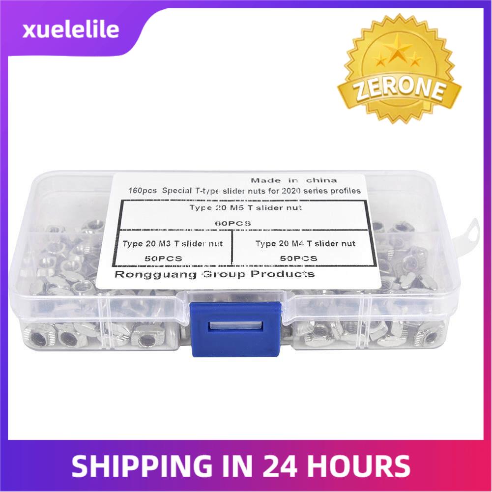 160 Chiếc T Slot Trượt Nut Fastener Phần Cứng M3 M4 M5 Cho 2020 Hồ Sơ Nhôm
