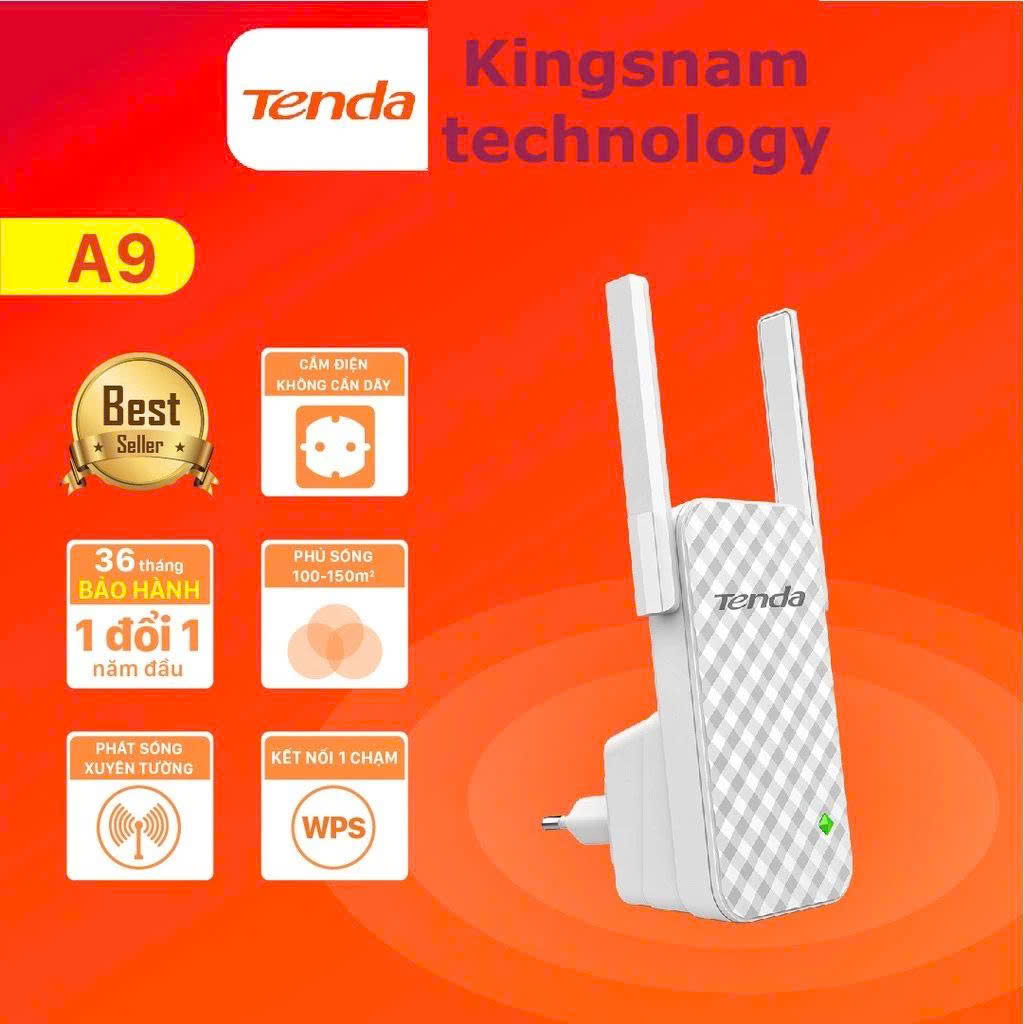 Bộ Mở Rộng Sóng Wifi Tenda A9 Chuẩn N Tốc Độ 300Mbps -Full Box