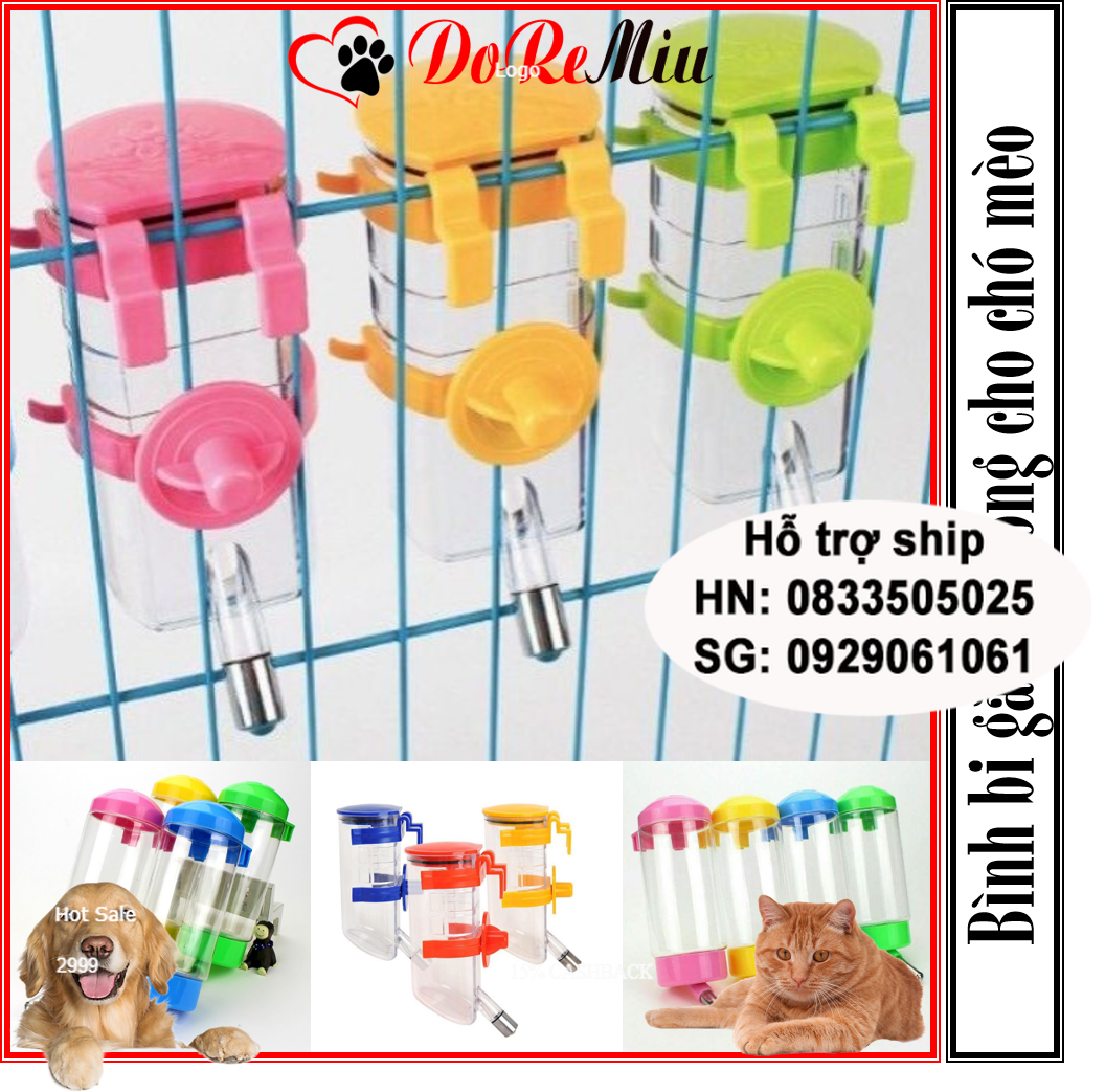 Doremiu- Bình uống nước thú cưng gắn chuồng (4 loại) Cấp nước tự động cho chó mèo