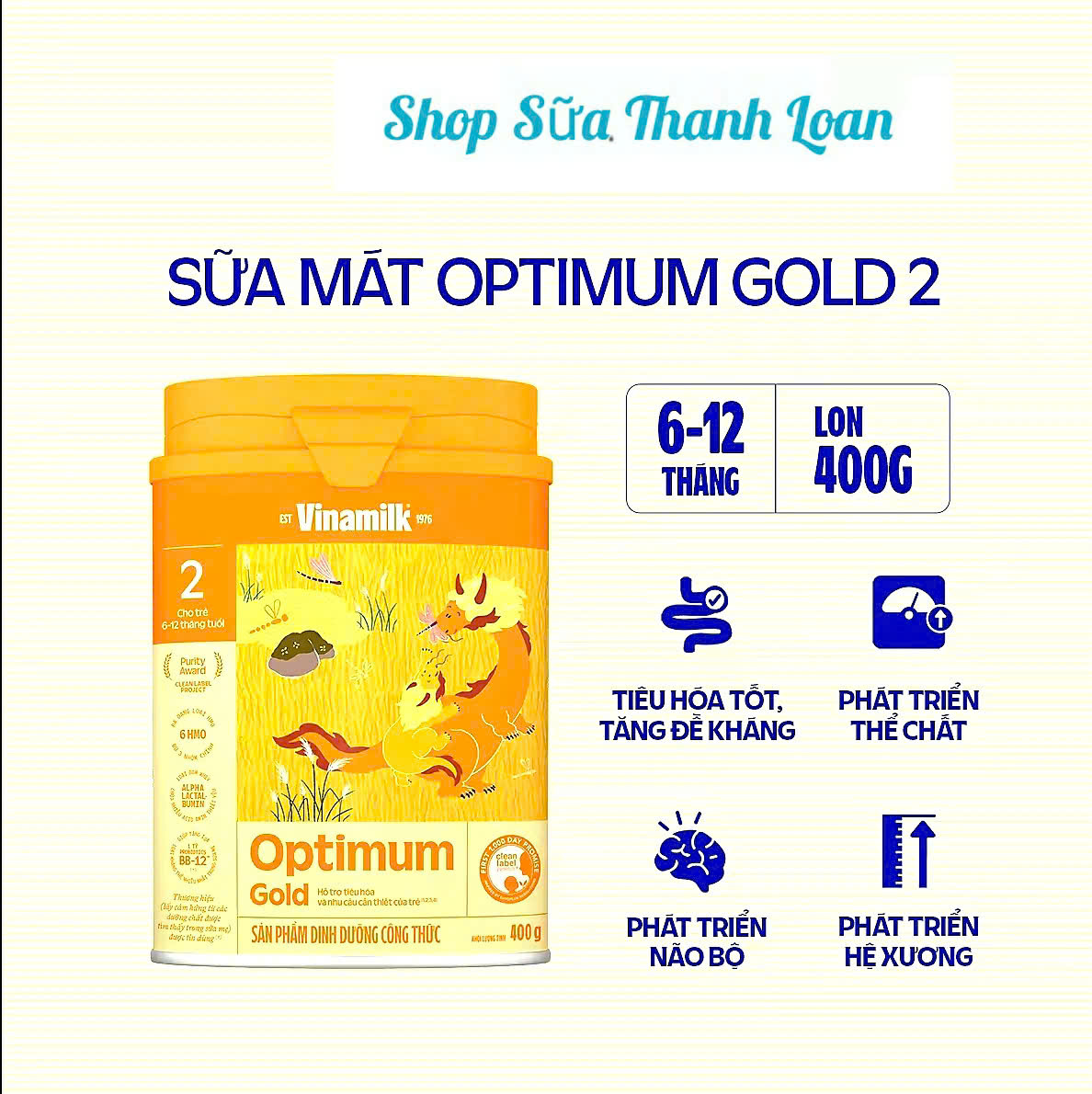 Sữa bột optimum gold 2 400g.