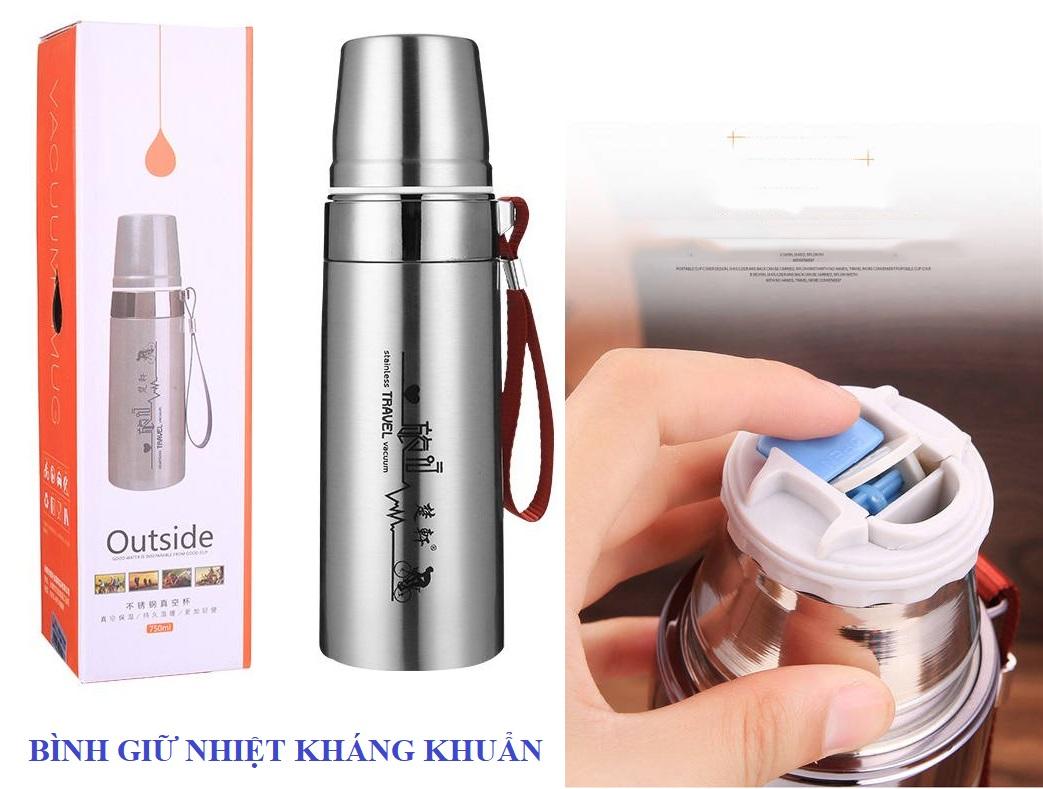 bình đựng đá giữ nhiệt, Bình Giữ Nhiệt Nóng Lạnh Travel 500 ml Kiểu Dáng Thể Thao Công Nghệ Kháng Khuẩn An Toàn Cho Sức Khỏe Người Dùng - Loại Đắt Giá Cao