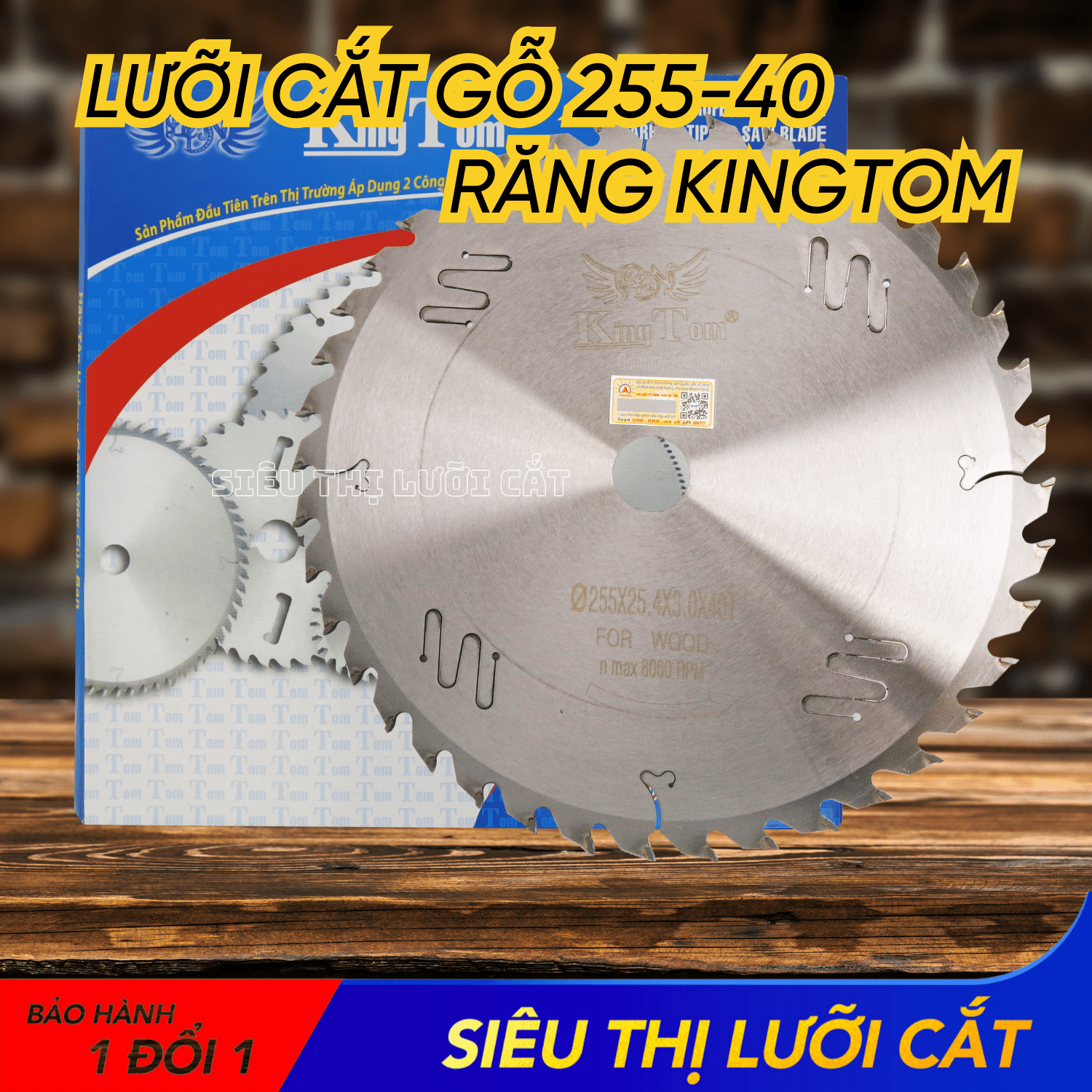 Lưỡi Cưa - Lưỡi Cắt Gỗ Cao Cấp 255-40 Răng KingTom (Khe Laser Giảm Nhiệt Giảm Bụi Tối Đa) - Chuyên Gỗ Có Đinh