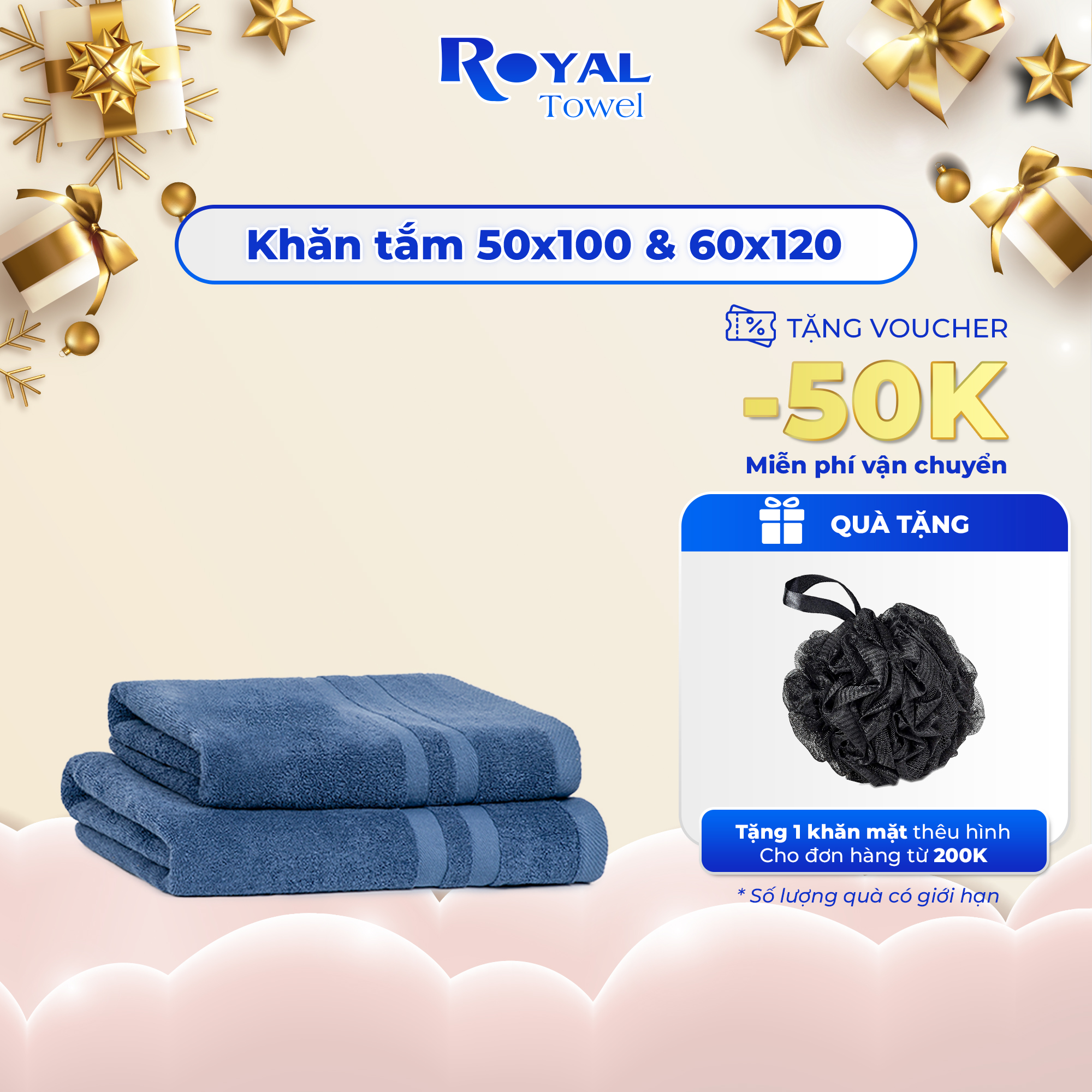 Khăn Tắm Royal Towel 50x100 60x120cm 100 Cotton Mềm Mại Thấm Hút Kháng Khuẩn