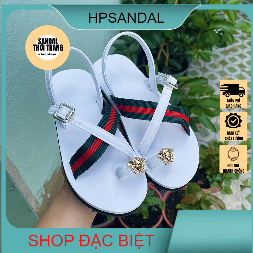 Dép sandal nữ xỏ ngón dép sandal nữ đi học full size 30 đến 44, t81 trắng/đen trẻ trung, năng động, cá tính