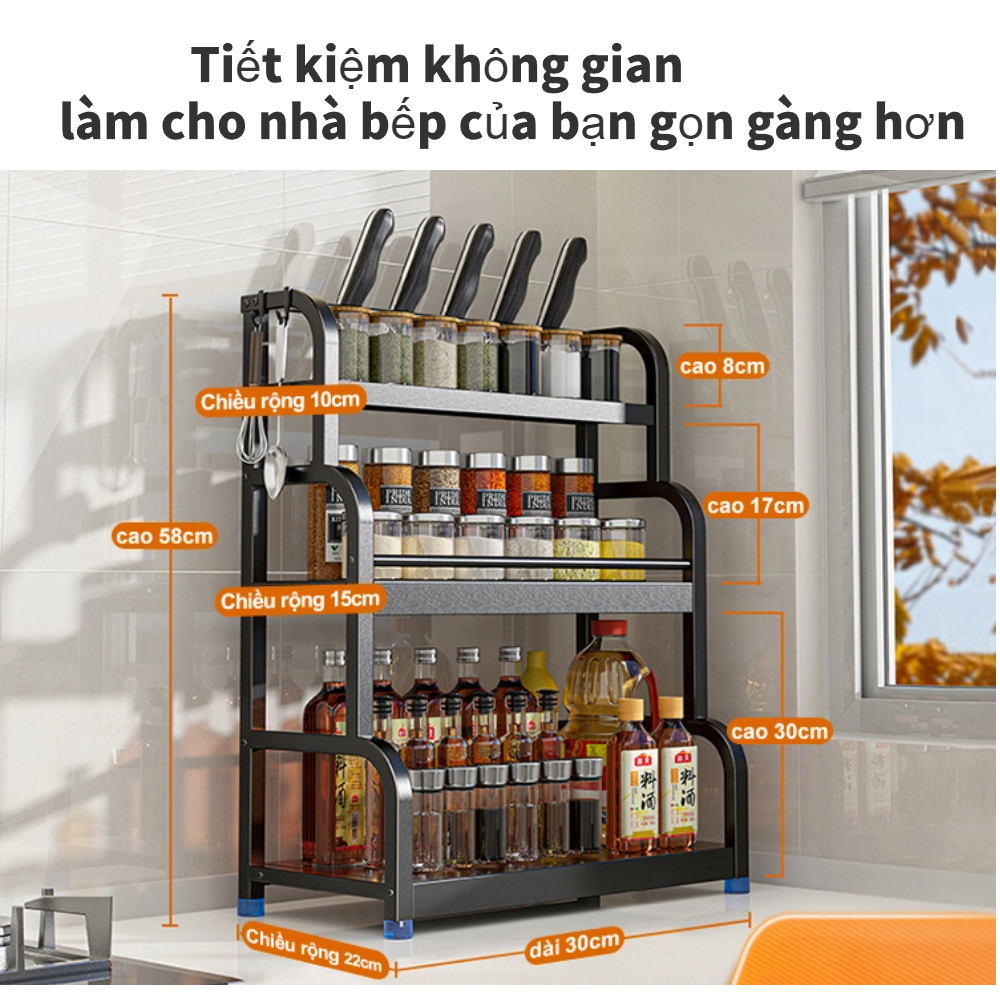 Giá đỡ gia vị nhà bếp có thể lưu trữ gia vị, muối, đũa, dao, dụng cụ gia vị gia vị