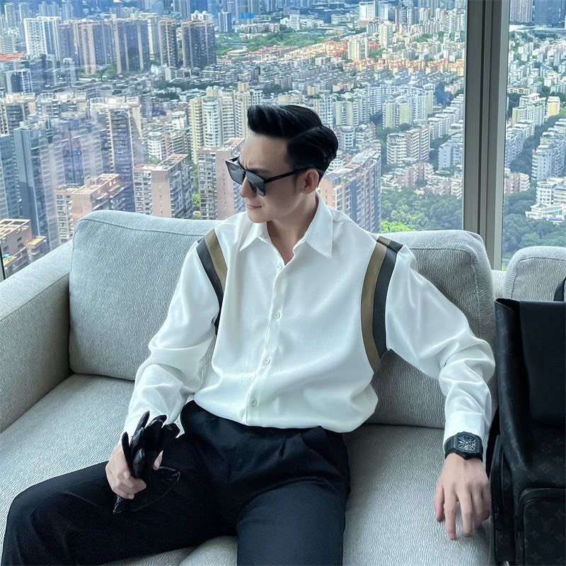 Áo sơ mi, áo sơ mi phối vai, chất vải lụa nến dầy mịn, form áo trẻ trung phong cách