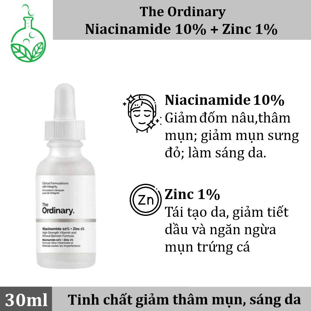 Tinh chất giảm thâm mụn The Ordinary Niacinamide 10% + Zinc 1%