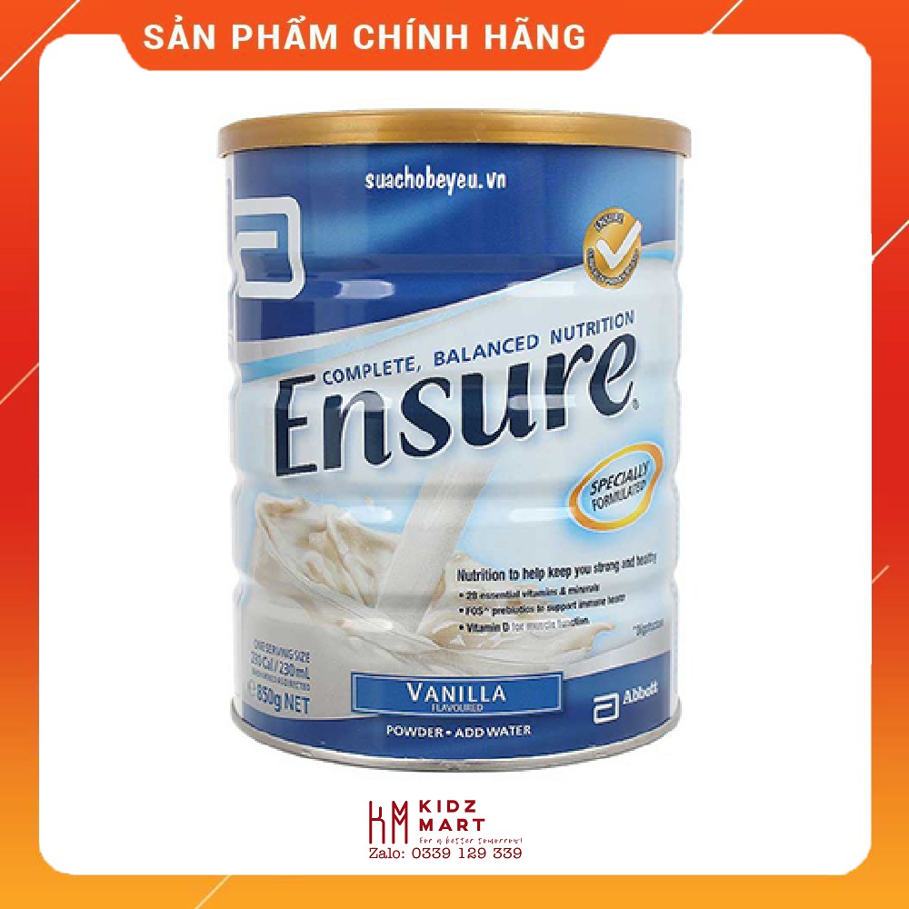 Sữa Ensure Vanilla Úc 850Gr
