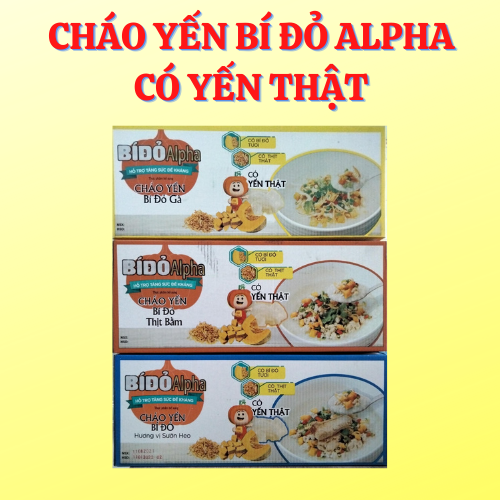 Thùng 30 gói cháo Yến bí đỏ Anpha hỗ trợ tăng sức đề kháng 3 vị gà, sườn heo, thịt bằm 50gr