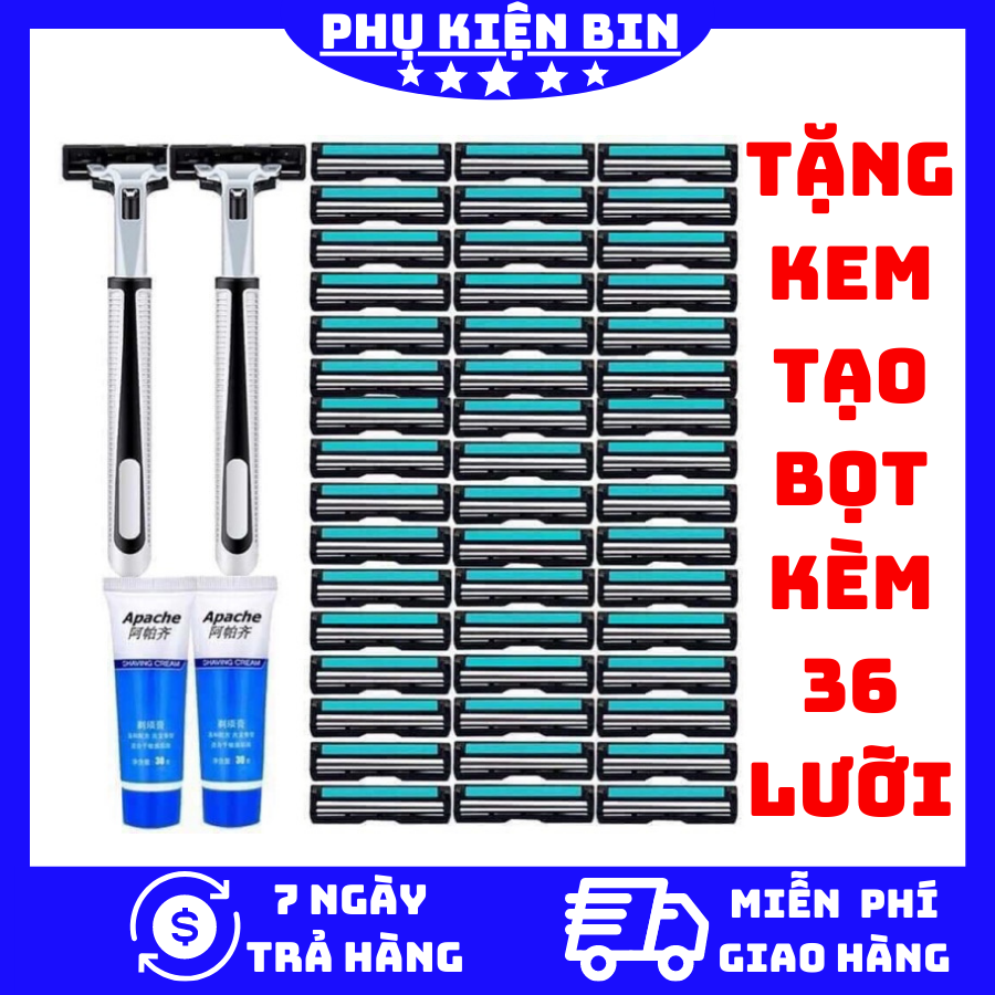 SET DAO CẠO RÂU 36 ĐẦU DAO THAY THẾ (Tặng kèm tuýp kem cạo râu) - dao cạo râu đa năng, dao cạo râu nam, máy cạo râu