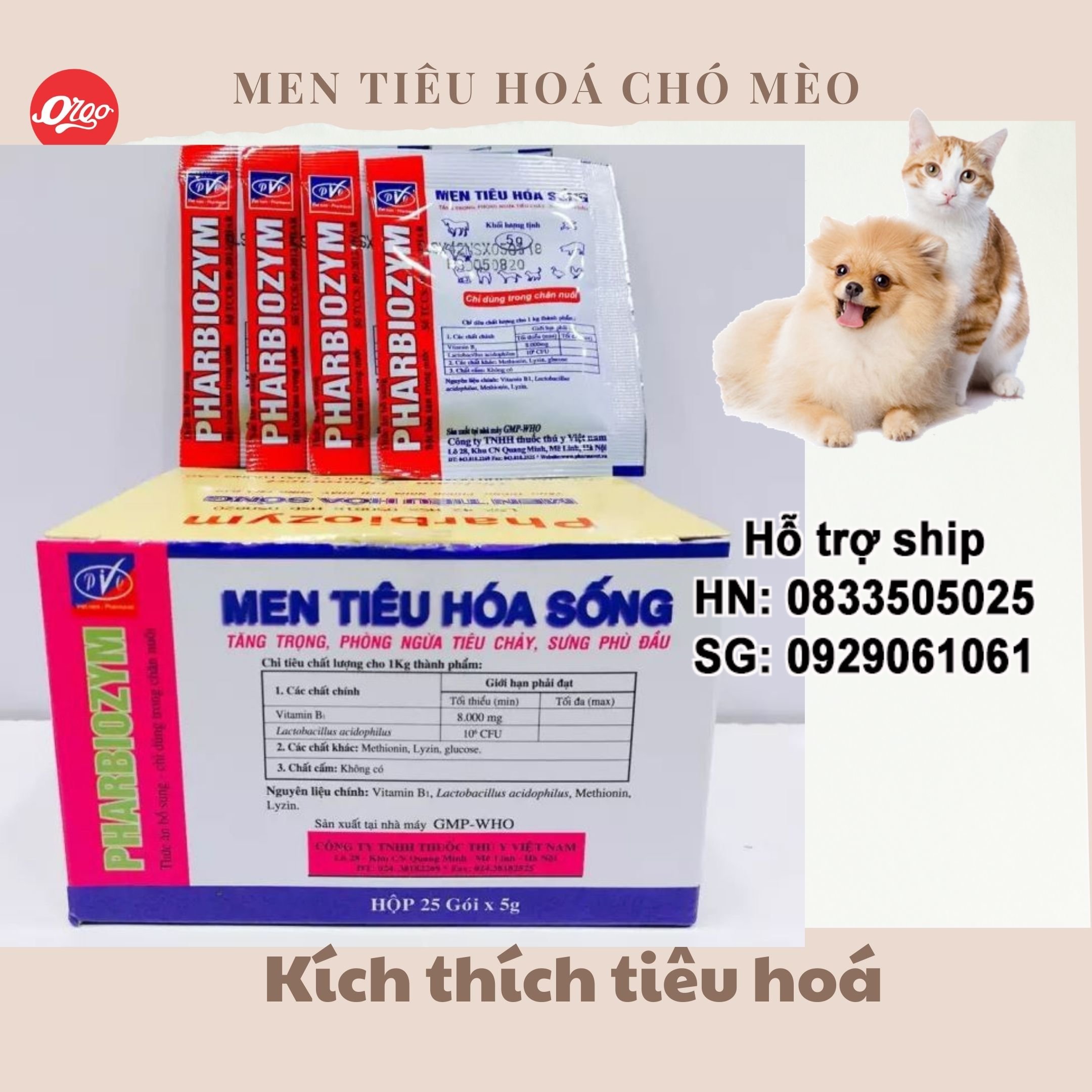 Orgo - Men tiêu hóa sống PHAR BIO Men tiêu hoá dùng cho chó mèo biếng ăn