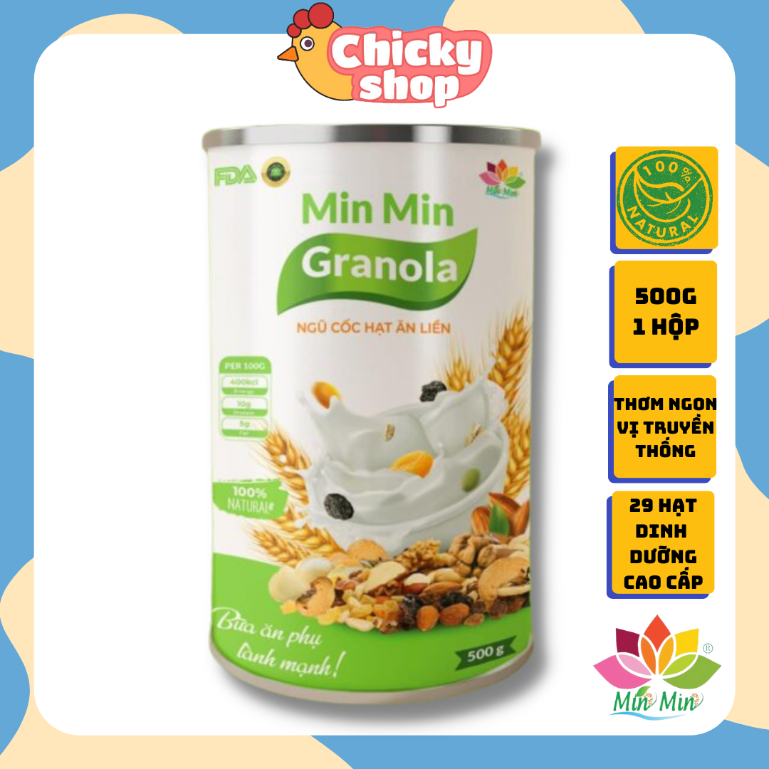 Ngũ cốc hạt ăn liền Granola Min Min (hộp 500g)