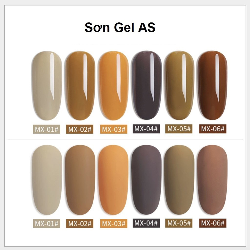 Sơn móng tay, sơn móng gel giá rẻ, sơn gel đẹp, sơn gel kim tuyến, bảng màu sơn gel as - Mua Ngay Sơn Gel AS Mã MX Màu Trà chai đen 15ml Chính Hãng