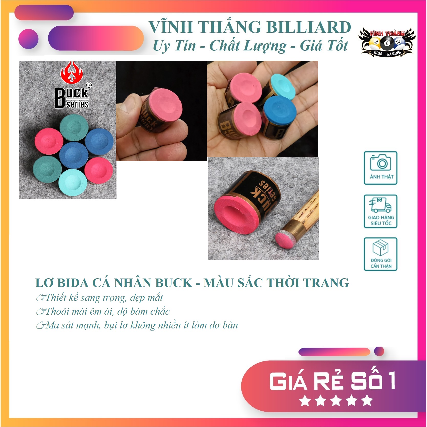 Lơ bida buck - lơ cá nhân thời trang cá tính màu sắc nổi bật - lơ mịn ít bụi