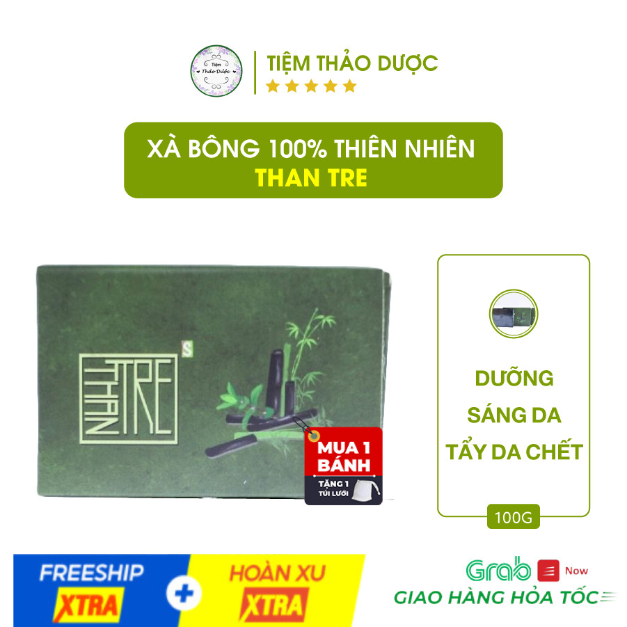 Xà Bông Sinh Dược Than Tre -Dưỡng Da, Tẩy da chết từ hạt than tre