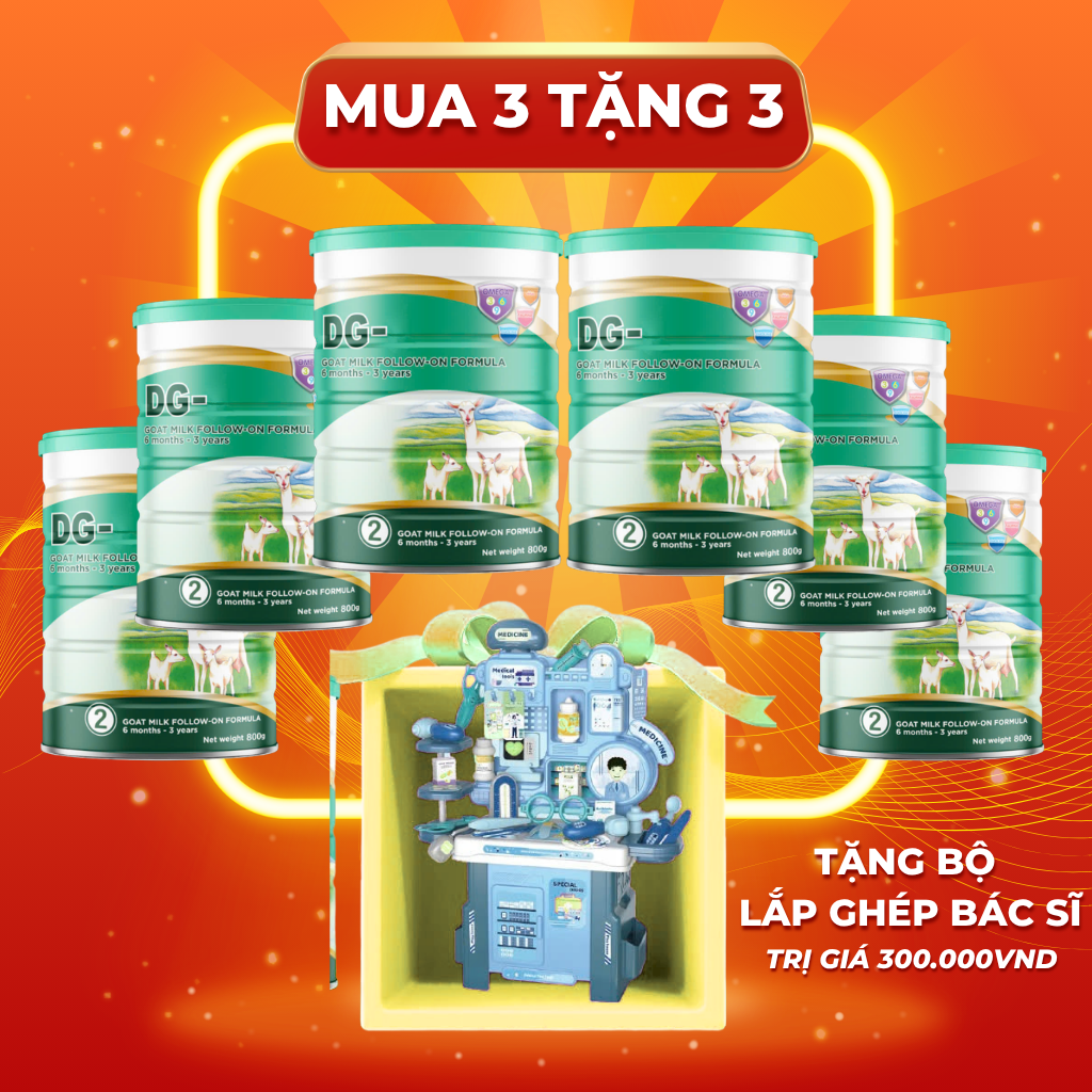 [Buy 3 Get 4 Free] Cb 03 Cans of Dg-2 Formula Goat's Milk (Expiration Date 07/2026) + Free 03 Cans of Dg-2 with Slightly Dented Packaging (Expiration Date 07/2028) + Doctor's Toys