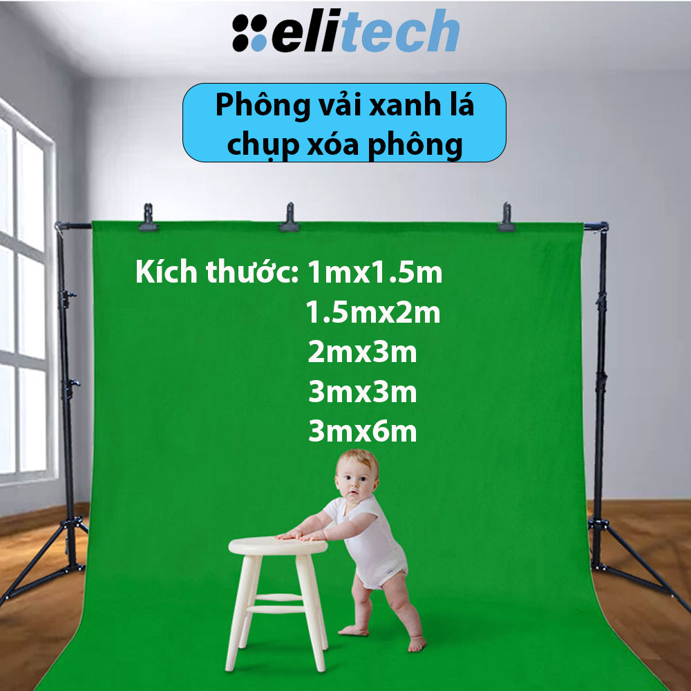 Phông nền chụp ảnh vải trơn màu xanh lá cây kích thước 2mx3m chuyên dùng chụp Studio, Lookbook hoặc Livestream, vải tổng hợp ít bị nhăn