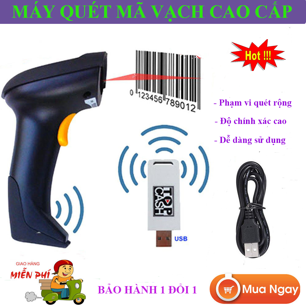 Máy Bắn Mã Vạch, Máy Quét Mã Vạch Không Dây Cao Cấp, Máy Quét Mã Vạch. Máy Scan Cực Nhanh, Quét Mã Vạch Hàng Hóa,, Nhỏ, Gọn, Tiện Dụng, Công Nghệ Laser Tiên Tiến ,Nhanh Chóng , Hiệu Quả- Chính xác , Tiết Kiệm. Bảo Hành 1 Đổi 1 , Hãy Mua Ngay 1