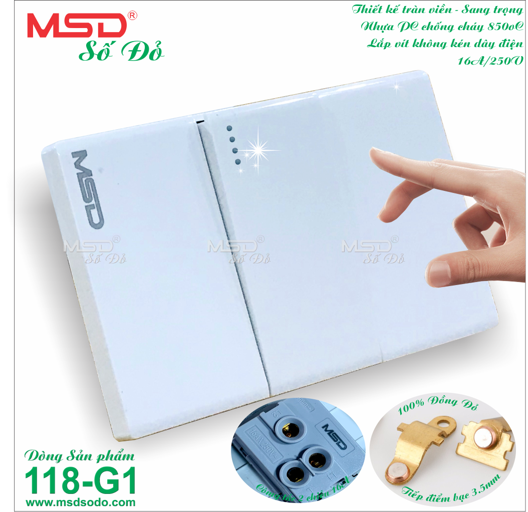 CÔNG TẮC CẦU THANG NHỎ - 1 NÚT NHẤN - 118G1-MSD-B5