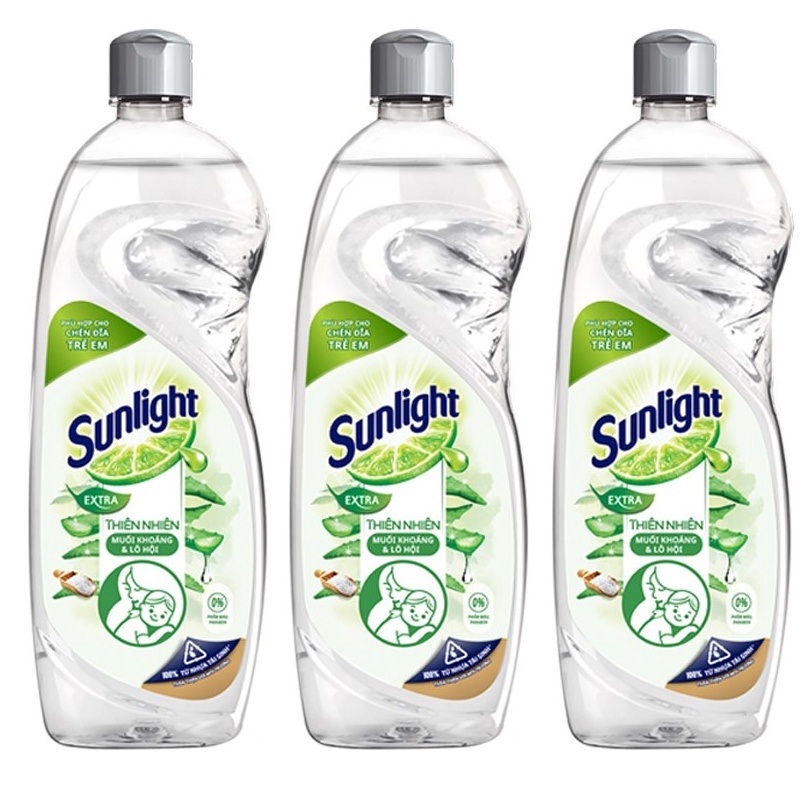 3 Chai Nước rửa chén Sunlight Thiên Nhiên 370g