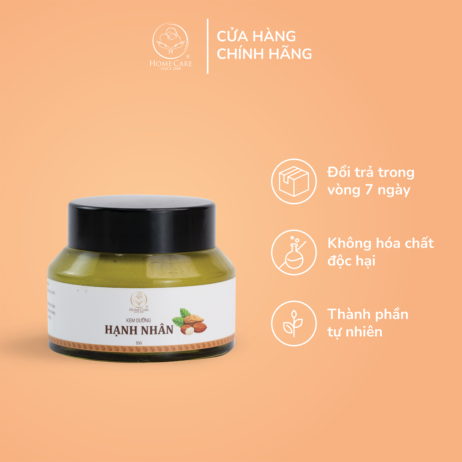 Homecare _ kem dưỡng da hạnh nhân 50g với thành phần dầu hạnh nhân lành tính
