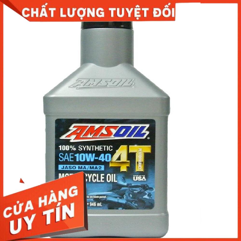 Nhớt amsoil performance 4t 10w-40 made in usa 946ml, nhớt amsoil 4t 10w40 sử dụng xe số/xe côn tay.