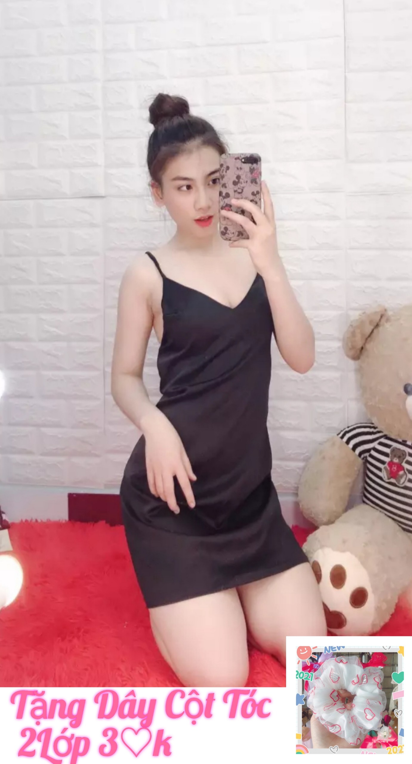 Váy ngủ phi lụa 2 dây hở lưng 56kg