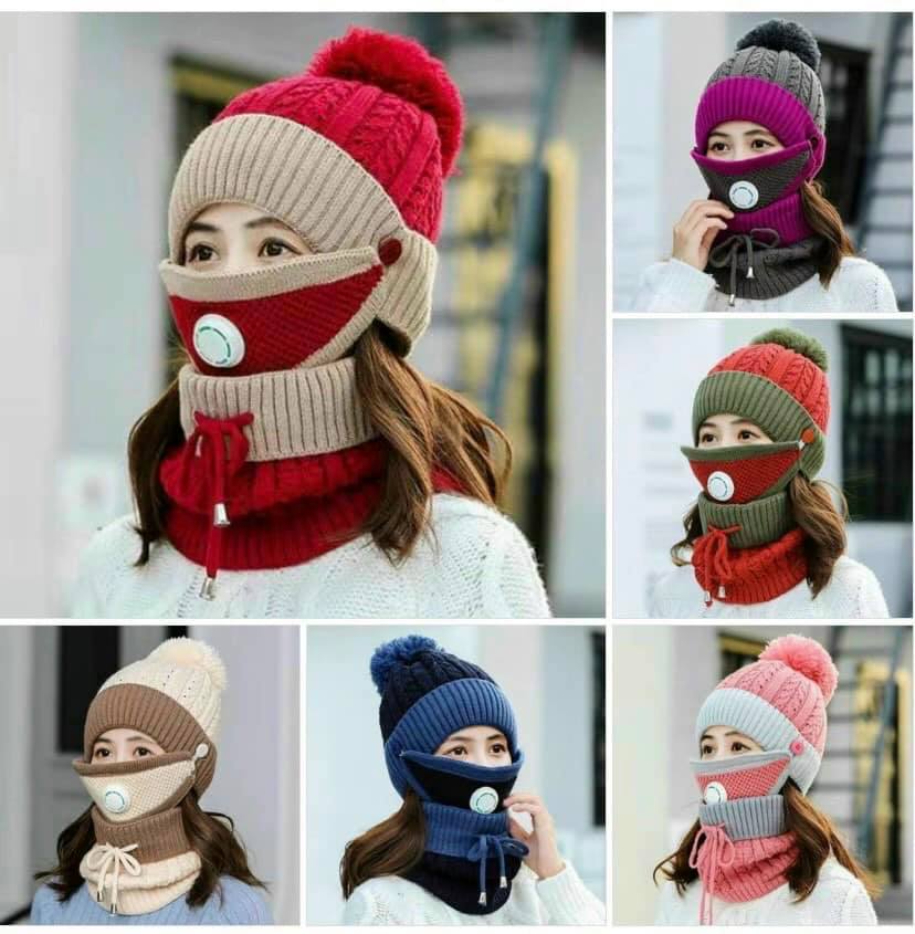 Mũ len nữ kèm khăn siêu ấm phong cách Hàn Quốc,Mũ len nữ, Mũ len hàn quốc, Mũ len nữ hàn quốc, , Nón len, Nón len cục bông, Nũ len dep, Nón len nữ, Nón len nữ giá rẻ-Mũ len kèm khẩu trang cho bạn gái