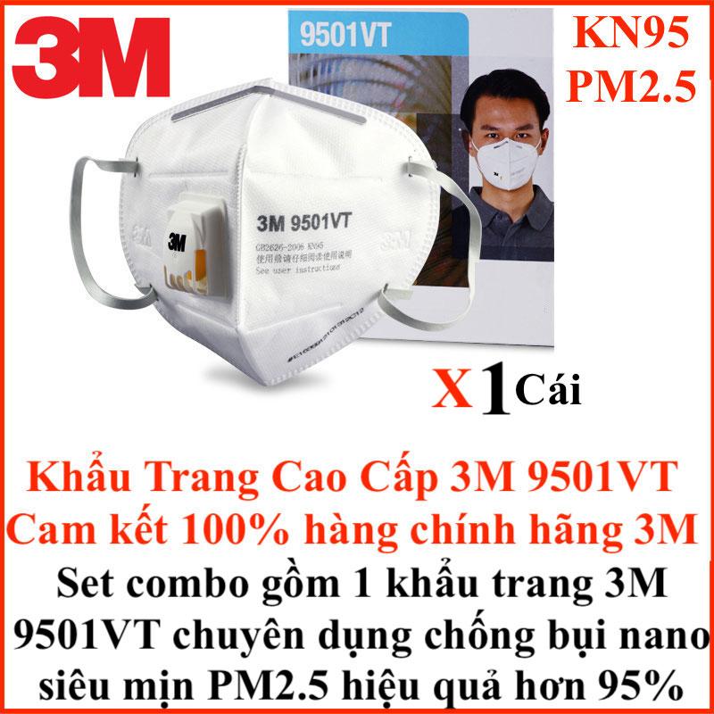 Combo 25-20-10-5-3-1 Cái Khẩu trang 3M 9501VT KN95 hàng chuẩn loại 1, có một van thở, chống bụi sợi, bụi siêu mịn nano PM2.5 ô nhiễm ở các thành phố, mùi khói thuoc, bụi trong môi trường bụi xây dựng, bụi hàn cắt kim loại, virus cảm cúm