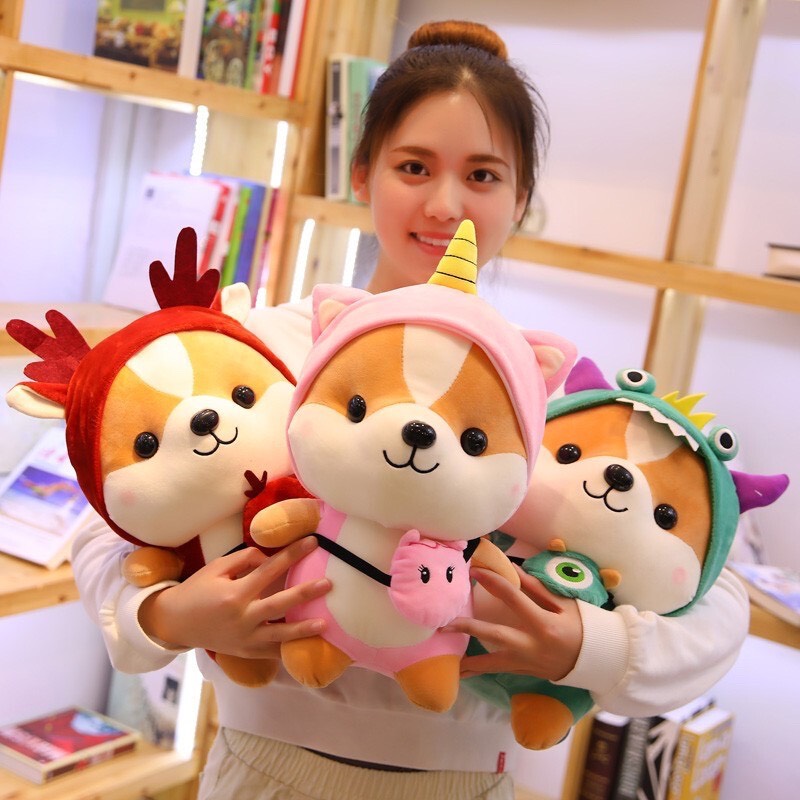 Gấu bông  chú chó Shiba cosplay  đáng yêu vải nhung mềm mại cao cấp