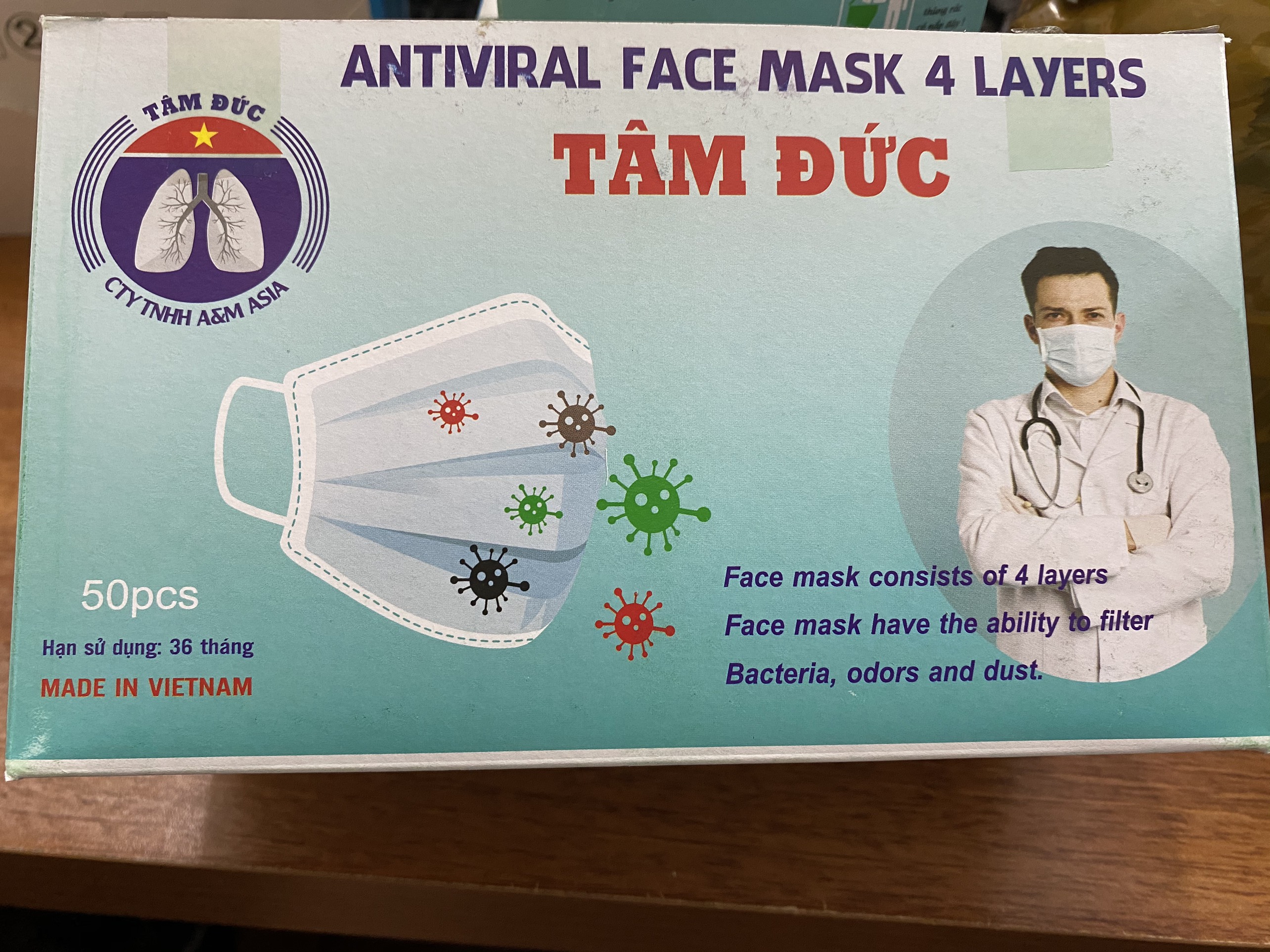 Khẩu trang y tế tâm đức- hộp 50 cái - hàng chuẩn theo quy định - khẩu trang 4 lớp - khẩu trang y tế tâm đức