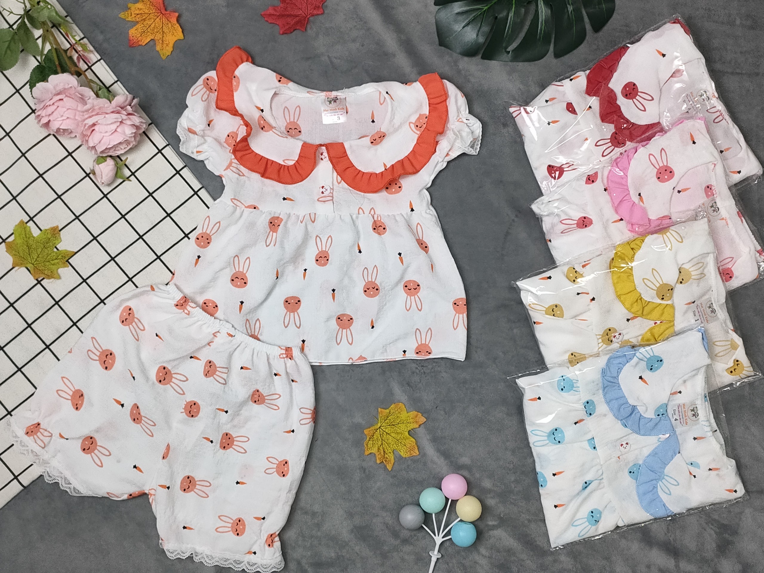 Combo 3 bộ tơ xốp tay ngắn bé