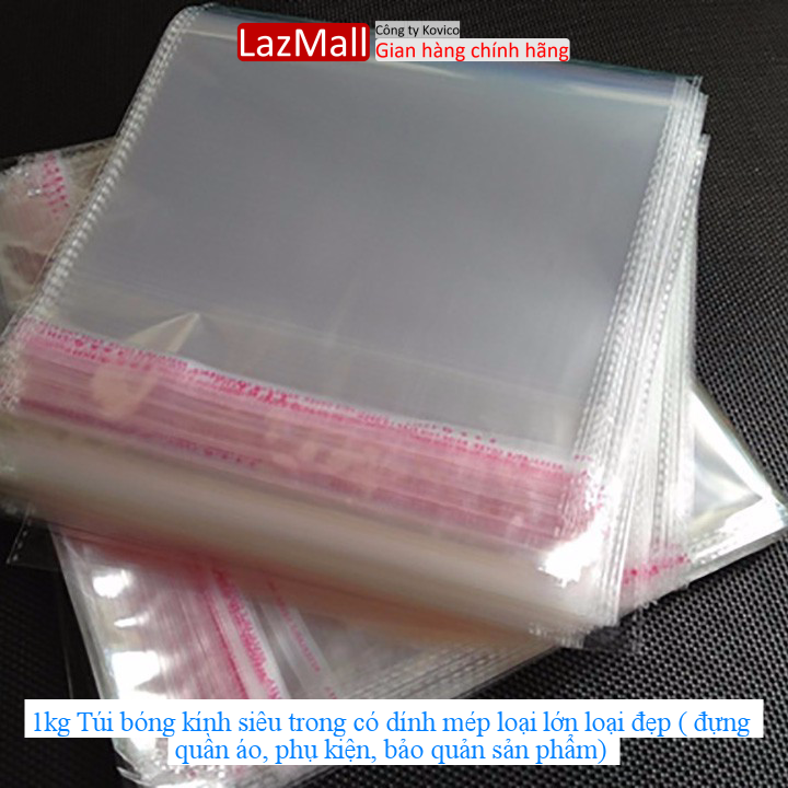 1kg Túi bóng kính siêu trong có dính mép loại lớn loại đẹp