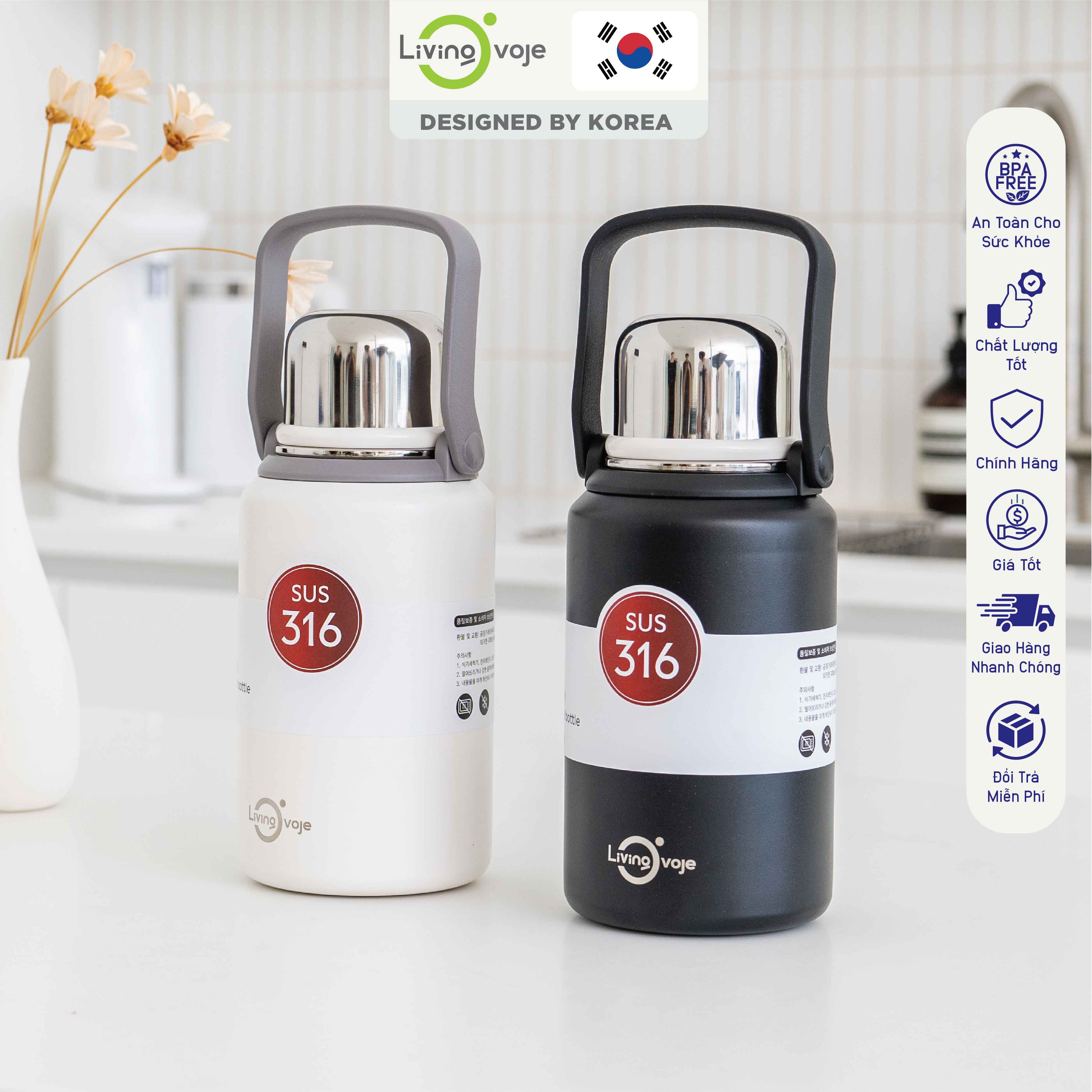 LivingOvoje Camping Tumbler 900ml - Bình Giữ Nhiệt Cắm trại 900ml - Bình Giữ Nhiệt dung tích lớn - Giữ nhiệt 36 Tiếng