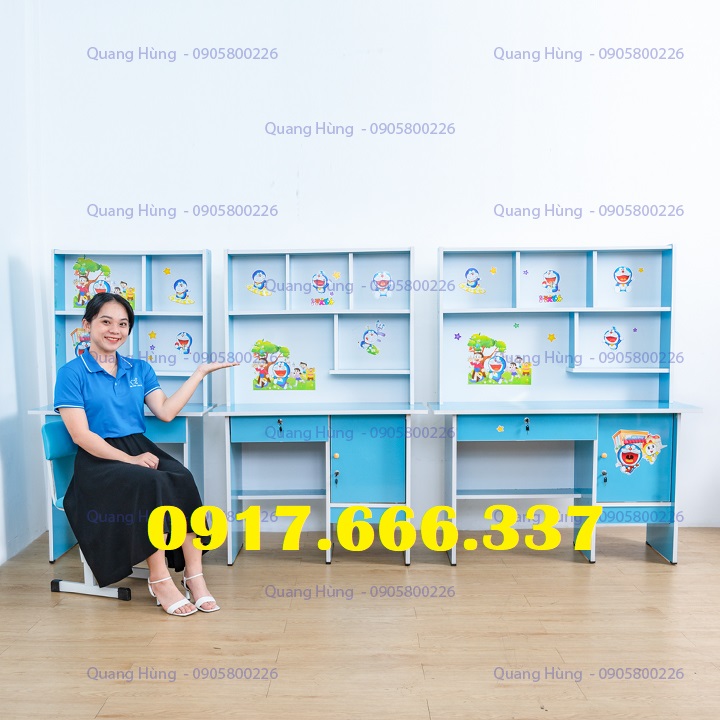 BÀN HỌC SINH OKAL LIỀN KỆ SÁCH CHO BÉ CAO CẤP GIAO NHANH HCM