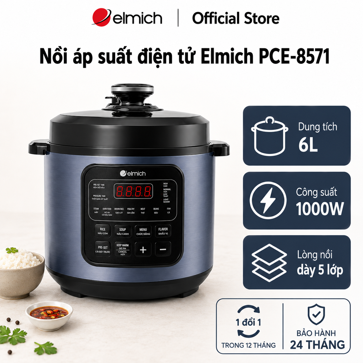 (Chỉ 25-29.06)Nồi áp suất điện tử Elmich PCE-8571