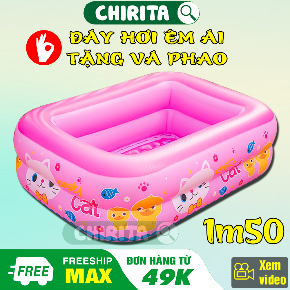 Bể bơi cho bé 2 tầng 1m5 màu hồng loại dày - hồ bơi, hồ bơi trẻ em, bể bơi phao, hồ bơi cho bé, ho boi cho be, be boi cho be, phao bơi cho bé, phao tắm cho bé, phao bơi cho bé 1 tuổi chirita