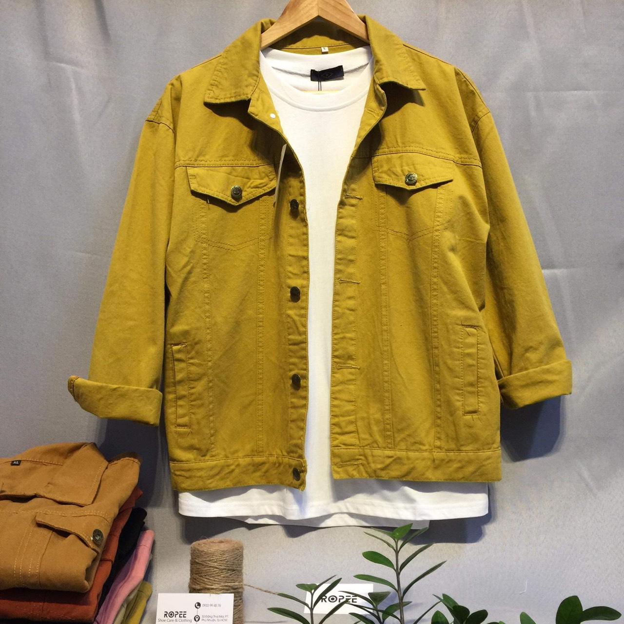 ÁO KHOÁC KAKI JEAN NAM UNISEX MÀU VÀNG LBLinhBig Store