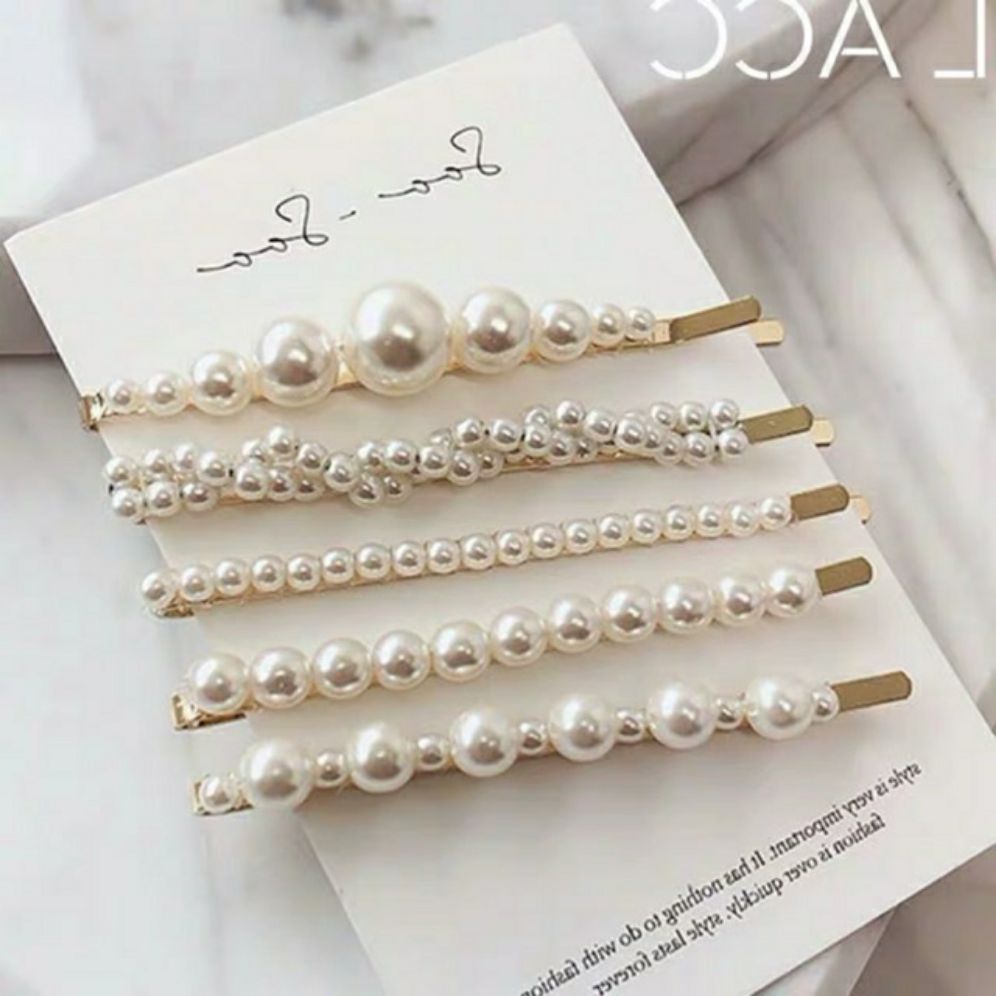 Set 5 kẹp tóc ngọc trai xinh xắn
