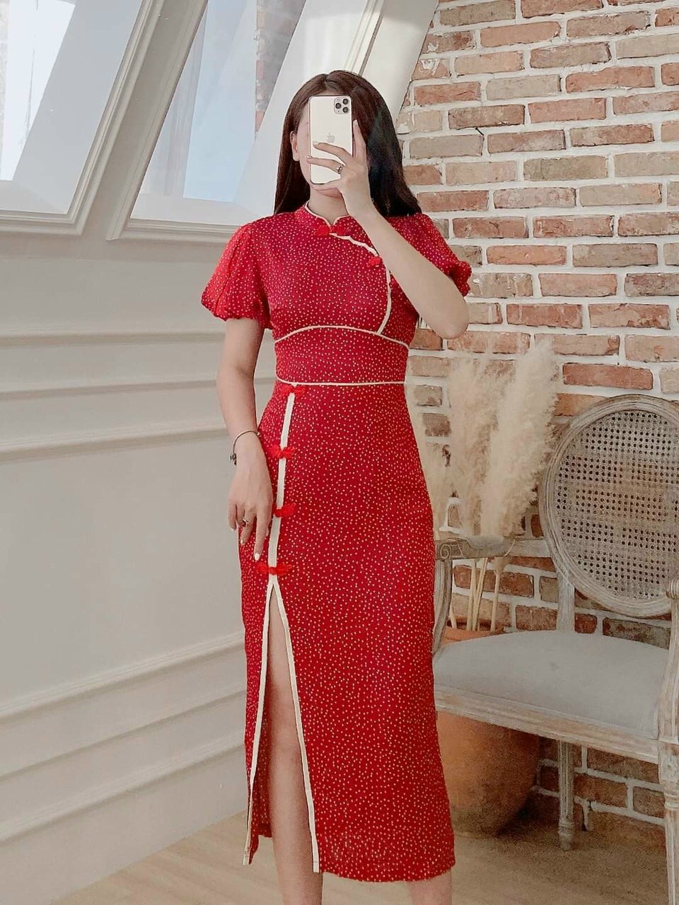 Đầm cổ tàu xẻ đùi-THH#damnu