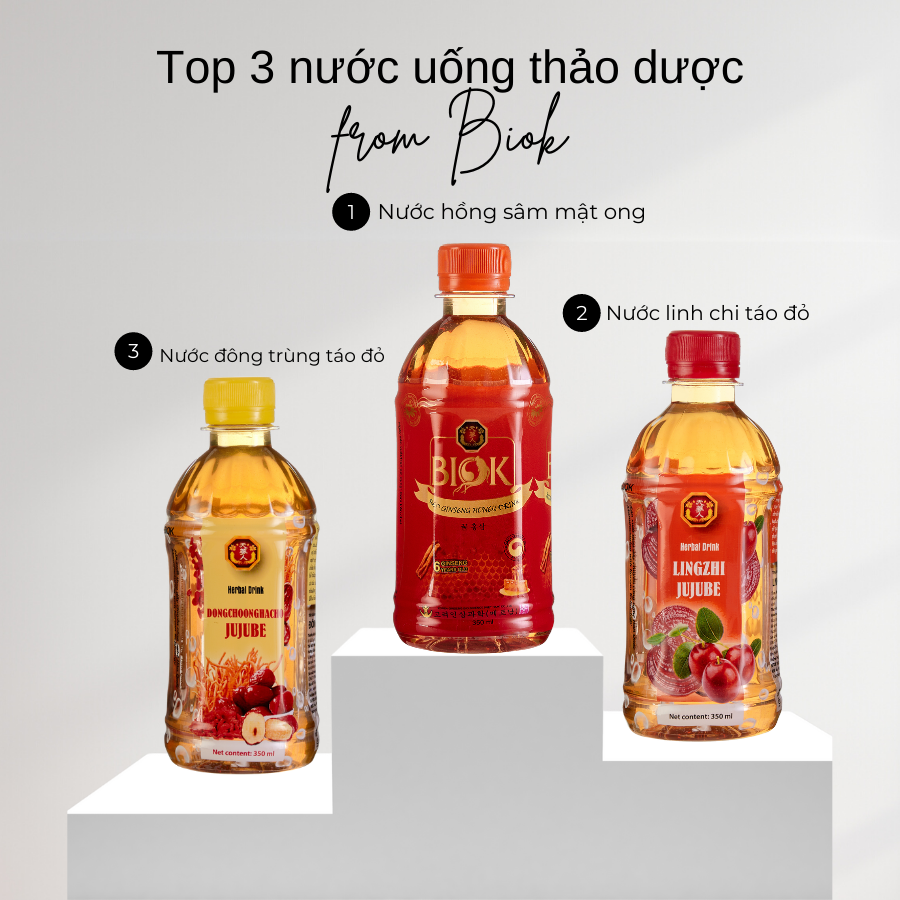 Nước Uống Thảo Dược Biok Đông Trùng Táo Đỏ, Hồng Sâm Mật Ong