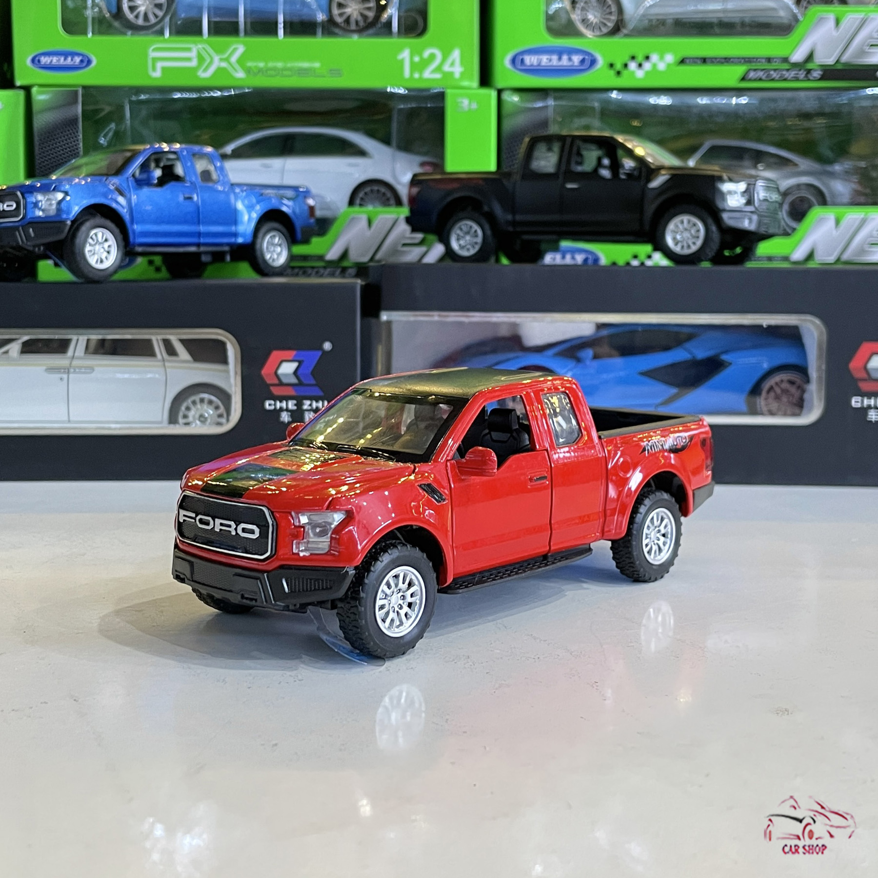 Mô hình xe bán tải Ford Ranger Raptor tỉ lệ 1:32 giá rẻ màu đỏ