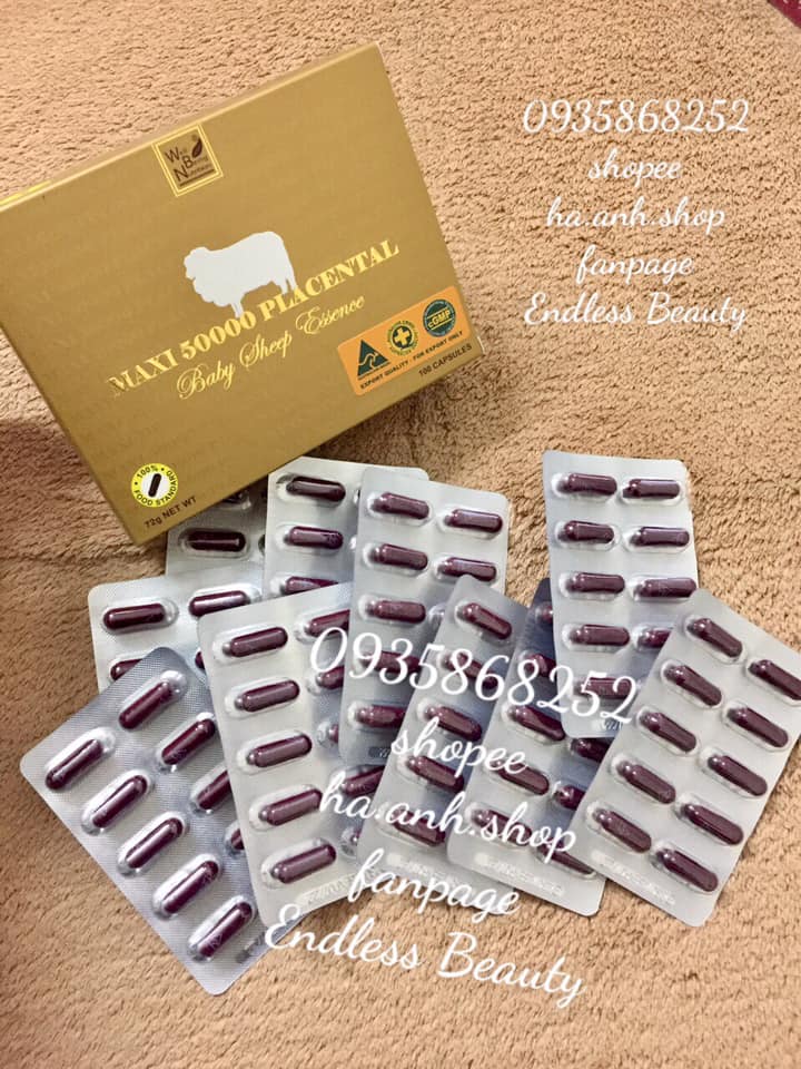 Maxi 50000 Placental Baby Sheep Essence 100 viên mẫu mới