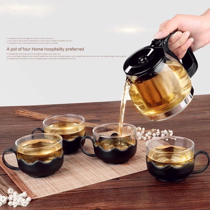 Bộ ấm pha trà thủy tinh có lướI lọc cao cấp
