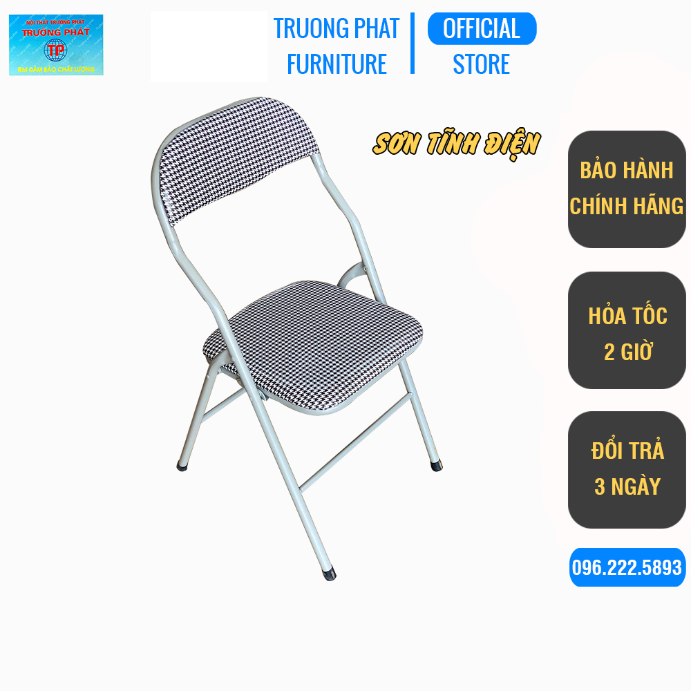 Ghế gấp văn phòng Trường Phát G01K, ghế xếp khung sắt sơn tĩnh điện, đệm tựa ghế bọc pvc êm ái, gấp gọn dễ dàng