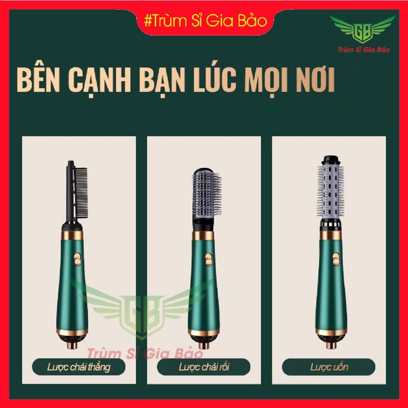 Máy sấy tóc mini đa năng 4 in 1 công suất lớn, máy làm tóc uốn chải tiện lợi không tay cầm phong cách Hàn Quốc.